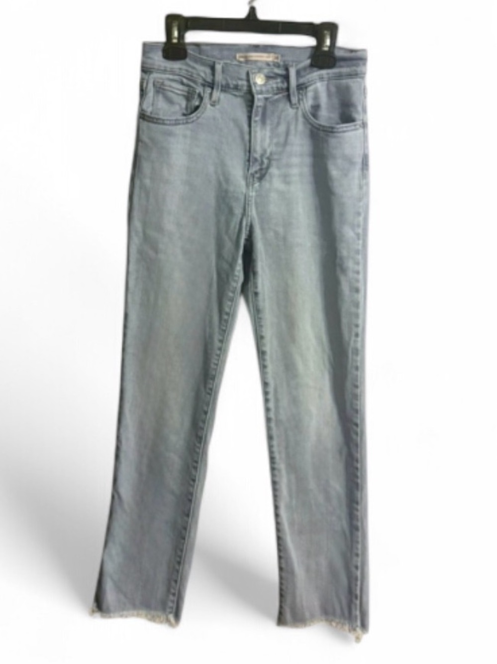 Levi's 724 High Waisted Straight Leg Cropped Jeans Size 26 Frayed Hem Denim